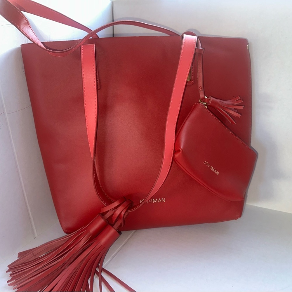 Joy & Iman Leather Purse Tote red Shoulder for women